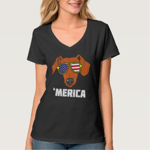Camiseta Dachshund Wiener American Flag 4 De Julho Fou