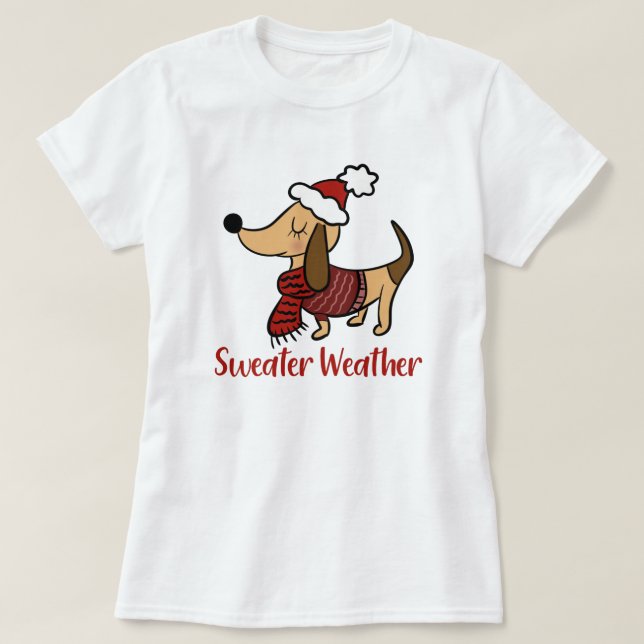 Camiseta Dachshund Winter Dog T-Shirt (Frente do Design)