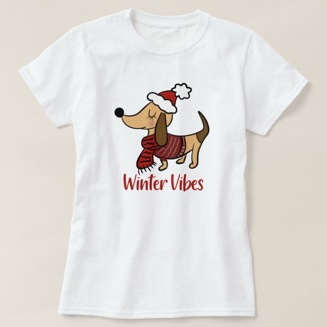 Camiseta Dachshund Winter Dog T-Shirt (Frente do Design)