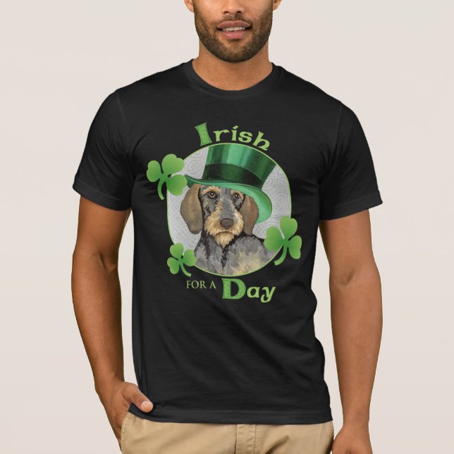 Camiseta Dachshund Wirehaired do dia de St Patrick (Frente)