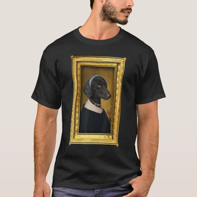 Camiseta Dachshund with a Pearl Necklace Painting Dachshund (Frente)