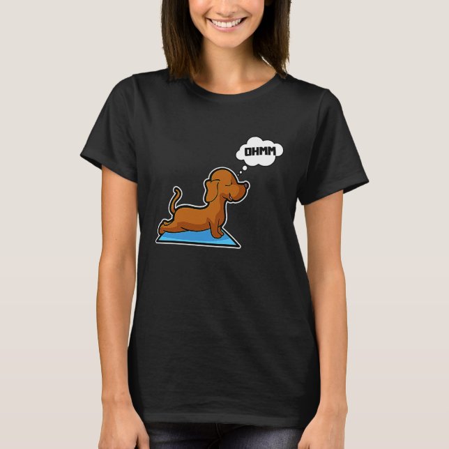 Camiseta Dachshund Yoga Poses Sport Gymnastics Ohmmm Heartb (Frente)