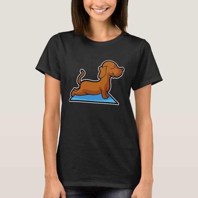 Camiseta Dachshund Yoga Poses Sport Gymnastics Ohmmm Heartb (Frente)