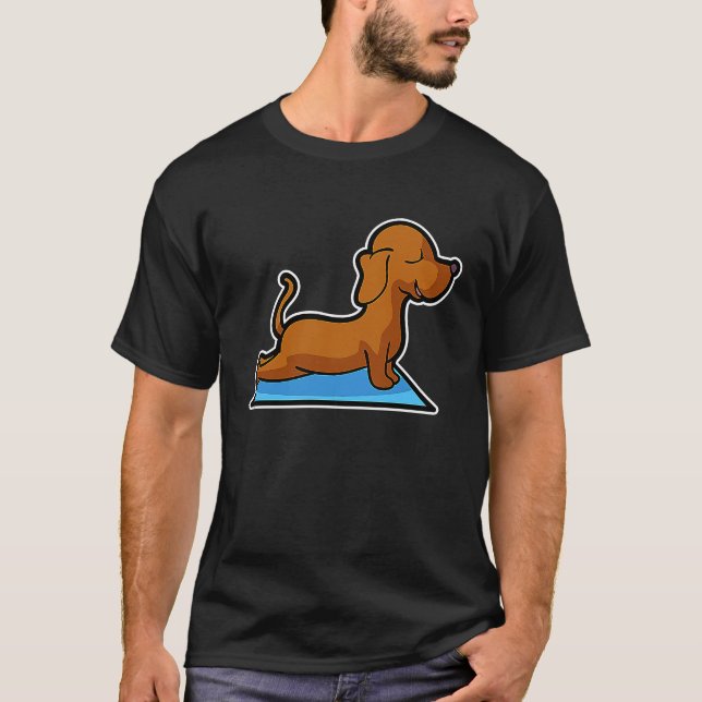 Camiseta Dachshund Yoga Poses Sport Gymnastics Ohmmm Heartb (Frente)