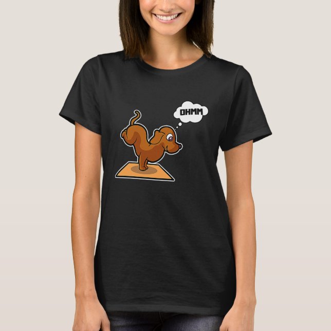 Camiseta Dachshund Yoga Possui ginástica Esportiva Ohmmm He (Frente)