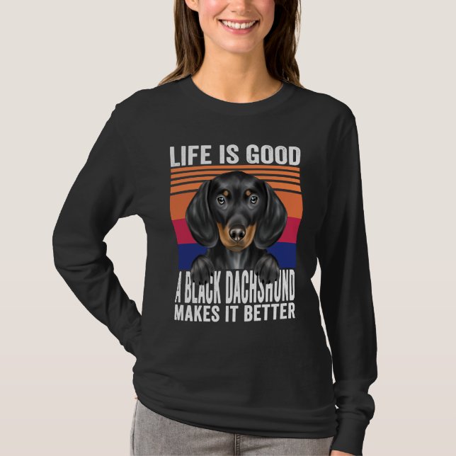 Camiseta Dachshunds Makes Your Life Good Vintage (Frente)