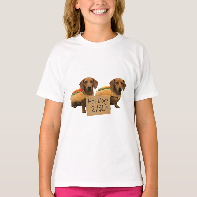 Camiseta Dachshunds sold as hot dogs (Frente)