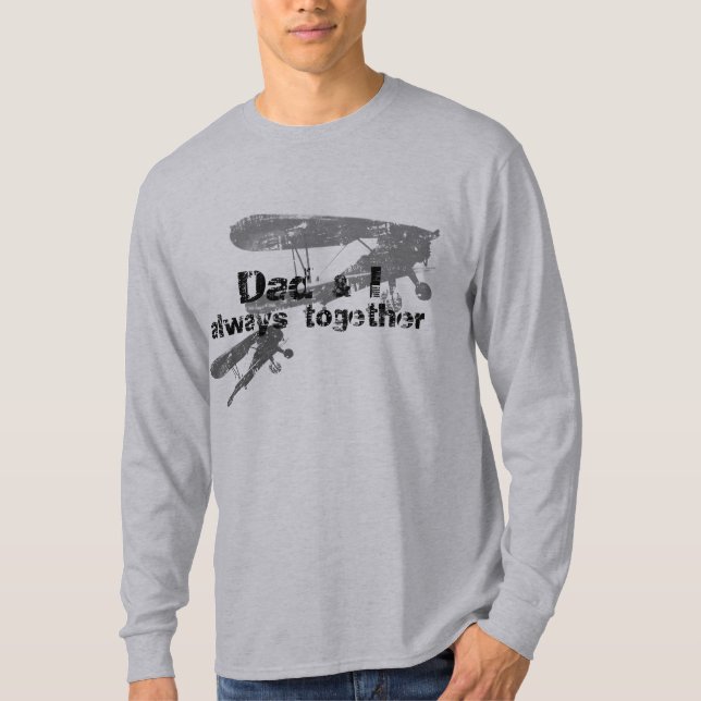 Camiseta Dad and I always together. Biplane planes (Frente)