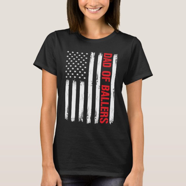 Camiseta Dad Ballers American Flag Volleyball Softball Team (Frente)