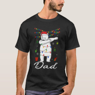 Camiseta Dad Bear Dabbing Lights Santa Christms Family Xma