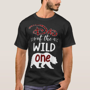 Camiseta Dad Bear Of The Wild One Red Plaid Funny 1st Birth