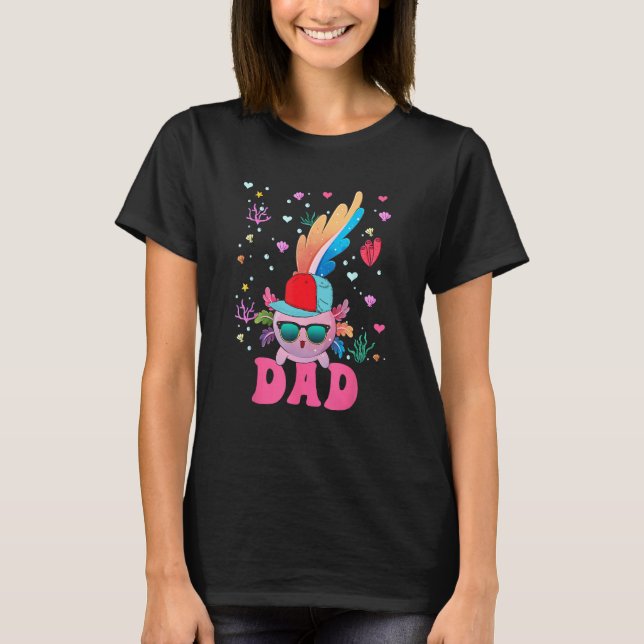 Camiseta Dad Cute Axolotl Sunglasses Wearing Cap Costume Fa (Frente)