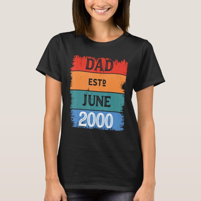 Camiseta Dad Est June 2000 Proud Papa Grandpa Best Daddy Le (Frente)