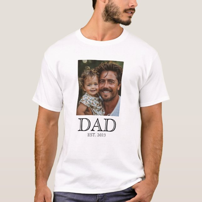 Camiseta Dad Established Text Photo Personalized (Frente)