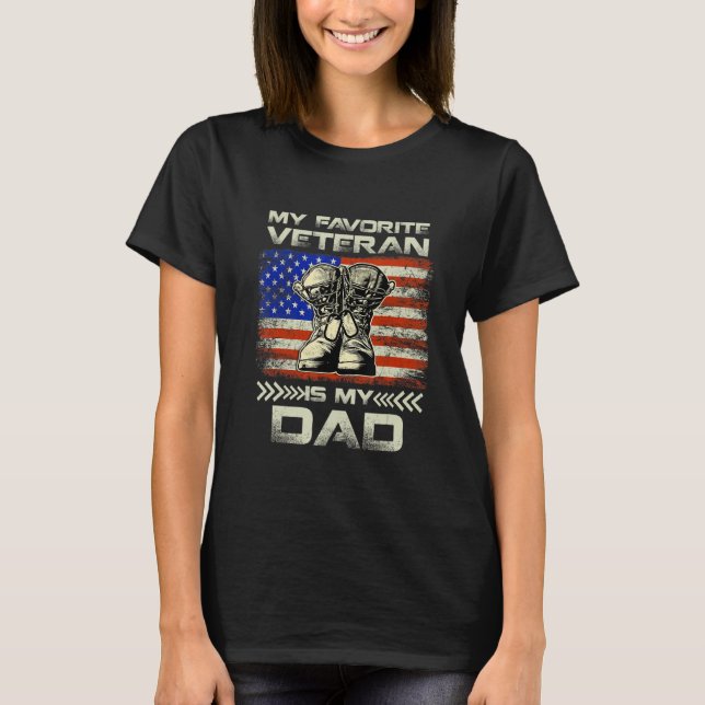 Camiseta Dad Father's Day My Favorite Veteran Is My Father  (Frente)