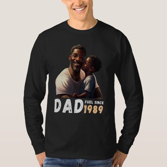 Camiseta Dad Fuel Since 1989 Quote Black King Magic Fathers (Frente)