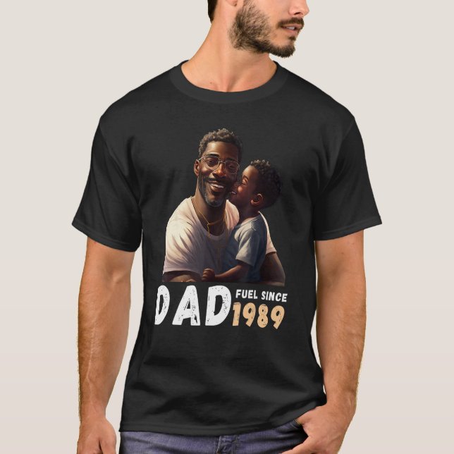 Camiseta Dad Fuel Since 1989 Quote Black King Magic Fathers (Frente)