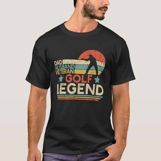 Camiseta Dad Husband Veteran Golf Legend Retired Military G (Frente)