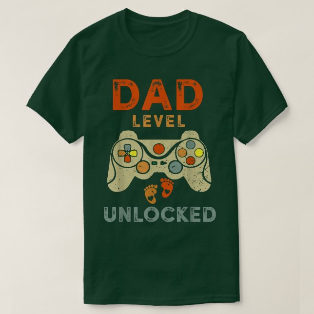 Camiseta Dad Level Unlocked New Dad Father Pregnancy Announ (Frente do Design)