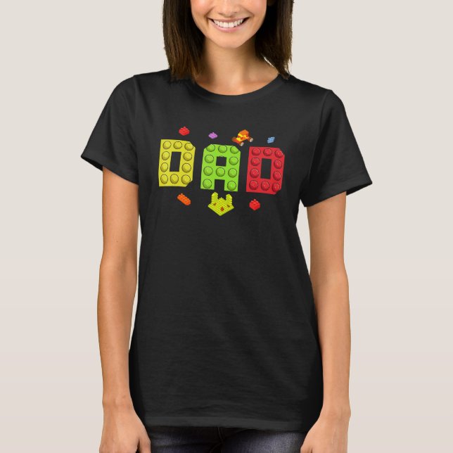 Camiseta Dad Master Builder Building Bricks Blocks Family S (Frente)