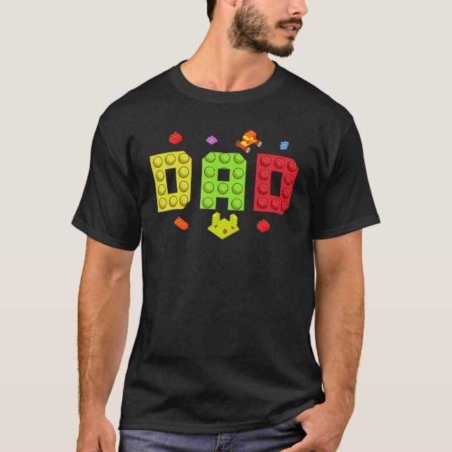 Camiseta Dad Master Builder Building Bricks Blocks Family S (Frente)