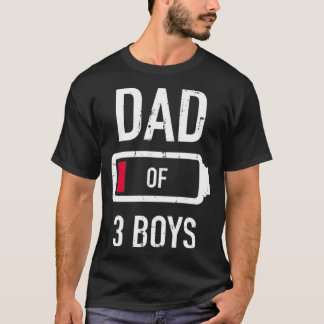 Camiseta Dad of 3 three boys low battery gift for father's