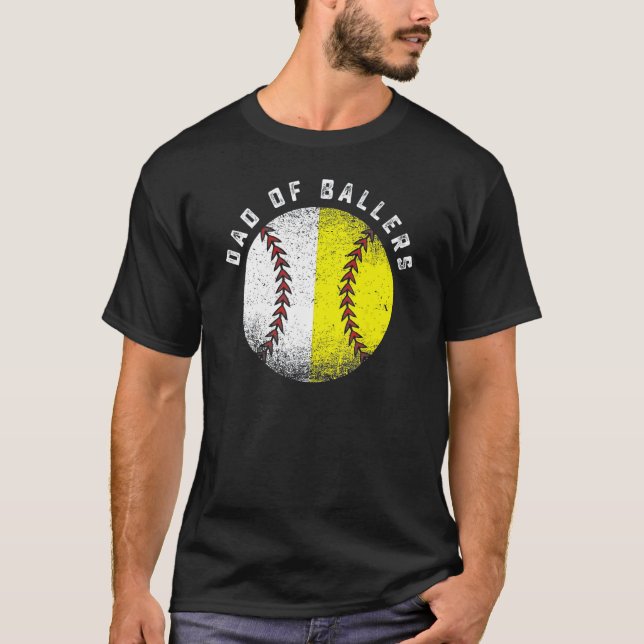 Camiseta Dad Of Ballers Baseball Softball  Father s Day (Frente)