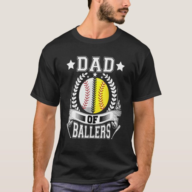 Camiseta Dad Of Ballers  Daddy Of Softball Player Fathers D (Frente)