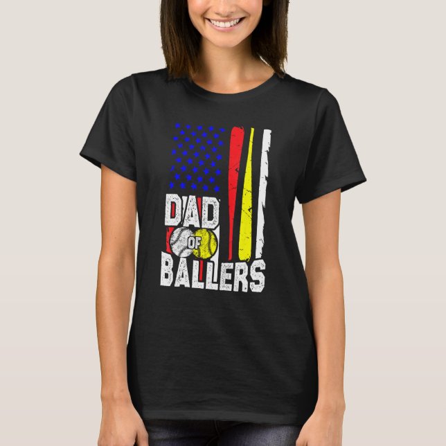 Camiseta Dad of Ballers  Men Softball Baseball Player Fathe (Frente)