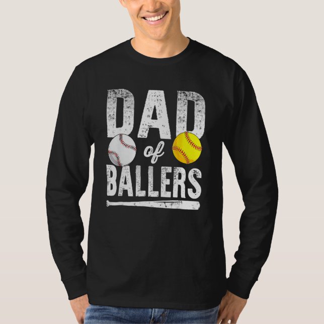 Camiseta Dad Of Ballers Softball Baseball Player Dad Father (Frente)