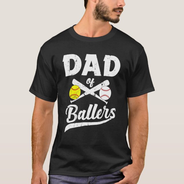 Camiseta Dad Of Ballers Softball Baseball Player Dad Father (Frente)