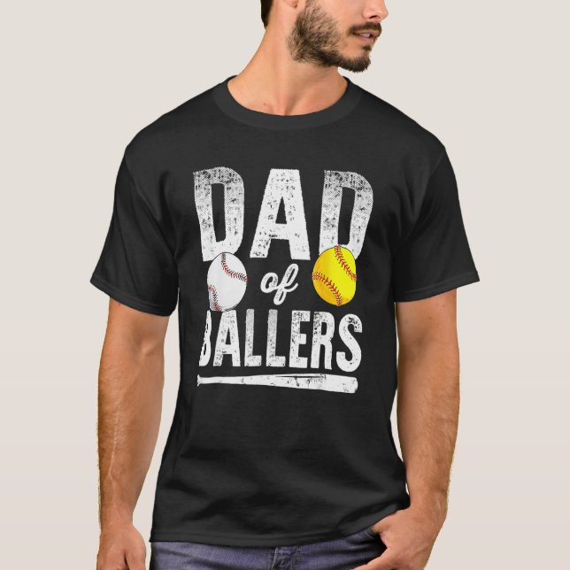 Camiseta Dad Of Ballers Softball Baseball Player Dad Father (Frente)