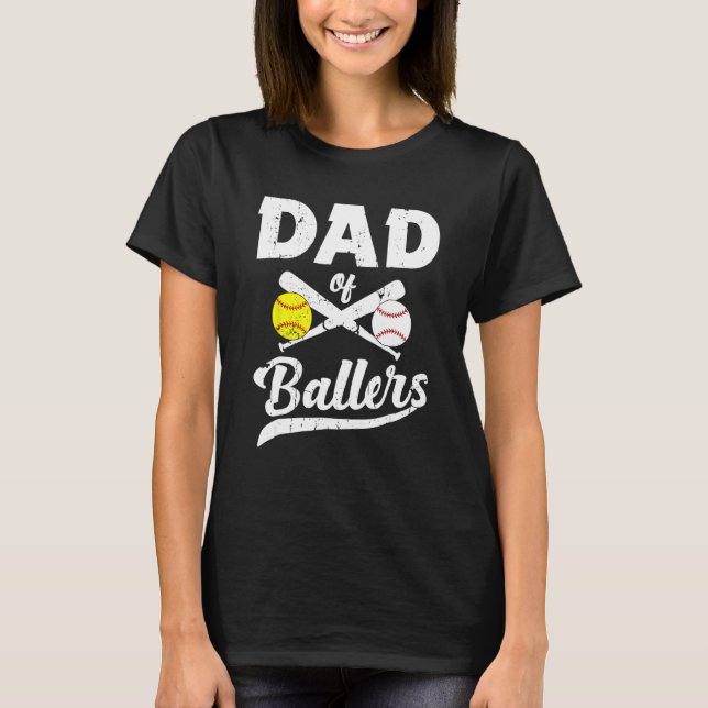 Camiseta Dad Of Ballers Softball Baseball Player Dad Father (Frente)