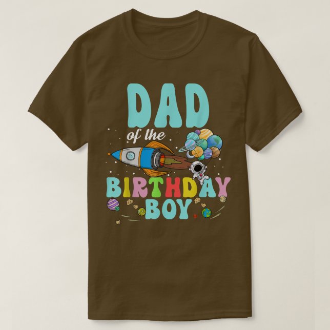 Camiseta Dad Of The Birthday Astronaut Boy Space Party T-Sh (Frente do Design)
