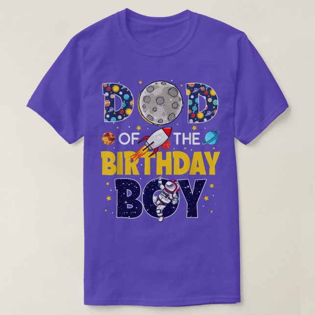 Camiseta Dad of The Birthday Boy  Outer Space Daddy Papa 2n (Frente do Design)