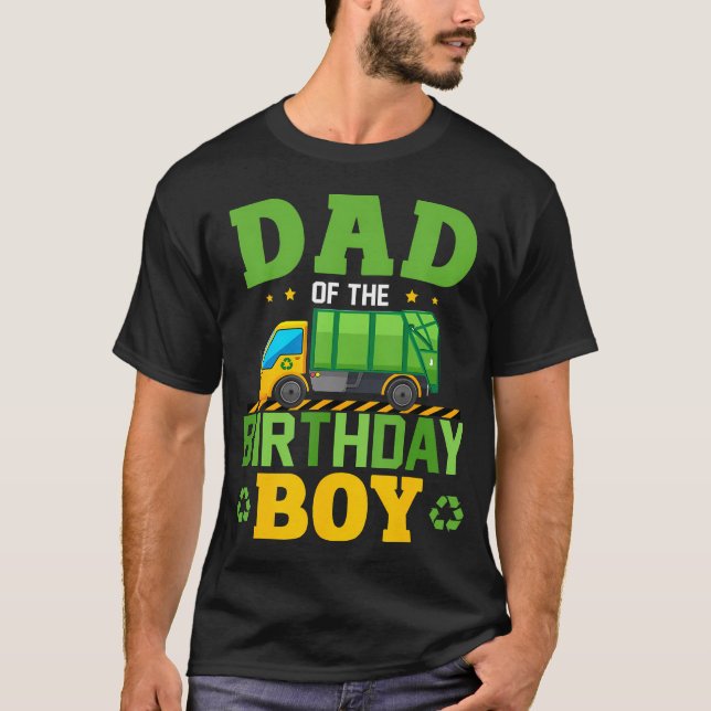 Camiseta Dad Of The Birthday Boy Recycling Truck Birthday F (Frente)