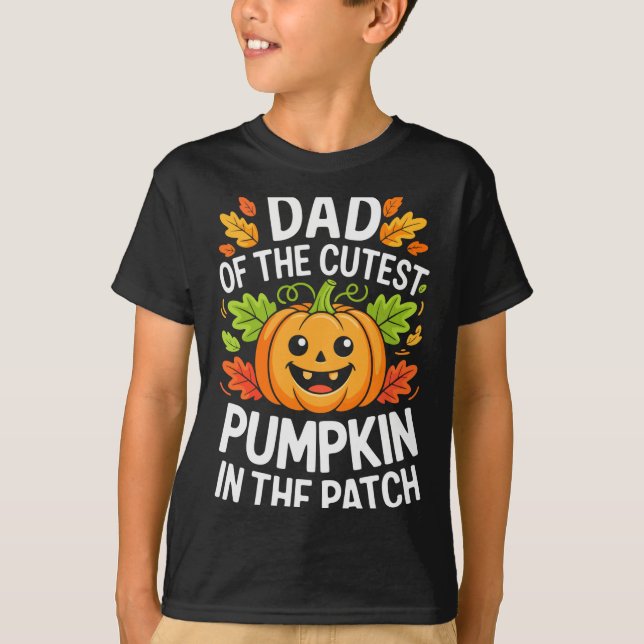 Camiseta Dad Of The Cutest Pumpkin In The Patch Shirt Hallo (Frente)
