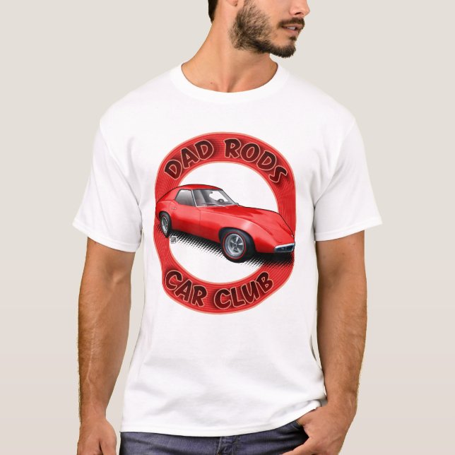 Camiseta Dad Rods Car Club Red Banshee Car T-Shirt (Frente)