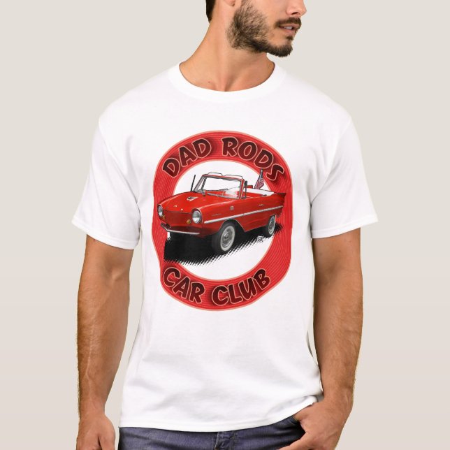 Camiseta Dad Rods Car Club Red Bel Amphibious Car T-Shirt (Frente)