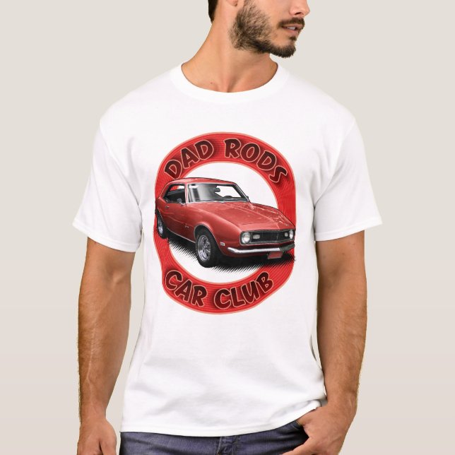 Camiseta Dad Rods Car Club Red Camaro T-Shirt (Frente)