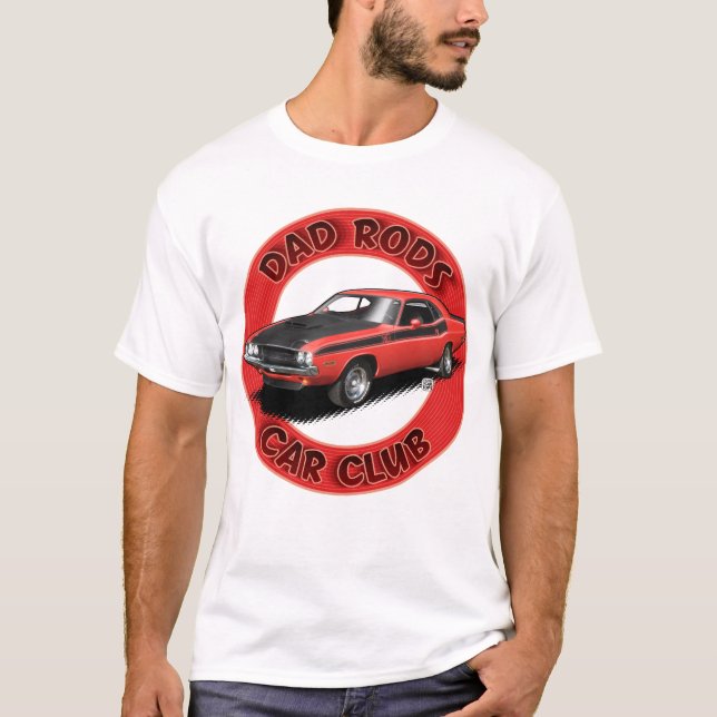 Camiseta Dad Rods Car Club Red Challenger T-Shirt (Frente)