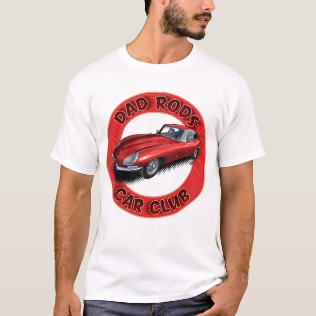 Camiseta Dad Rods Car Club Red Jag Car T-Shirt (Frente)