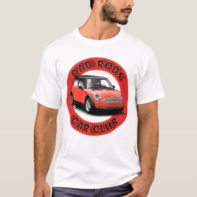 Camiseta Dad Rods Car Club Red Modern Mini Car T-Shirt (Frente)