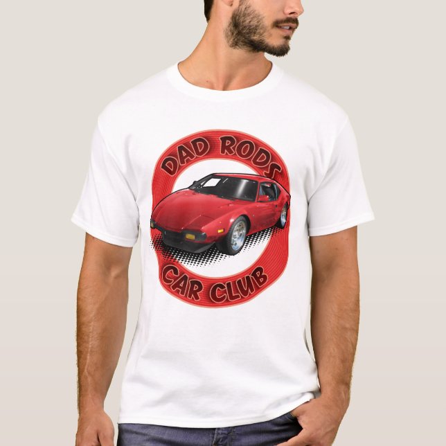 Camiseta Dad Rods Car Club Red Pantera Car T-Shirt (Frente)