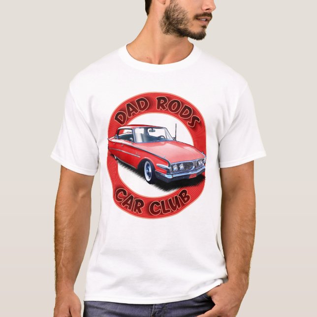 Camiseta Dad Rods Car Club Red Ranger Car T-Shirt (Frente)