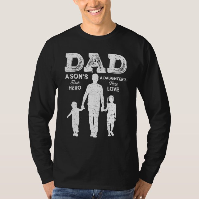 Camiseta Dad Sons First Hero Daughter Love Funny For Father (Frente)