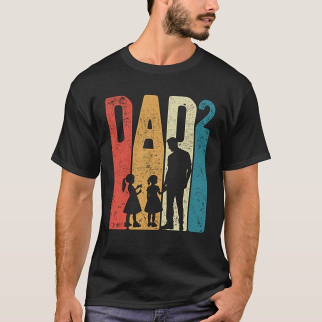 Camiseta Dad Squared Father s Day Two Girls Two Daughters F (Frente)