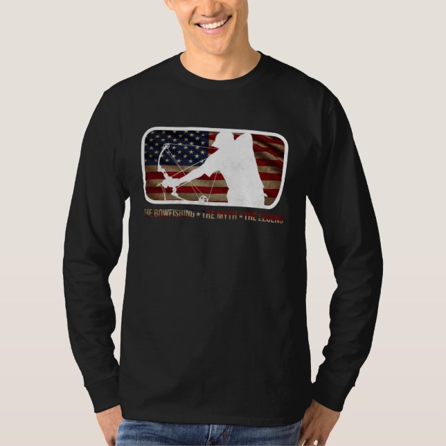 Camiseta Dad the bowfishing the myth the legend Flag americ (Frente)