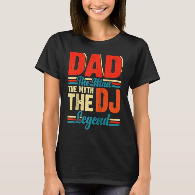 Camiseta Dad The Man The Myth The DJ Legend Raglan Baseball (Frente)