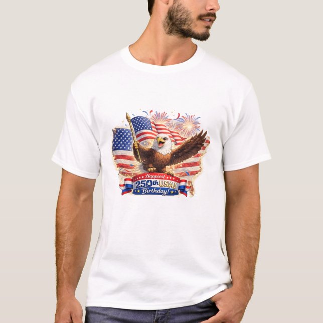 Camiseta dad Tshirt Blessed  Happy 250th Birthday USA! (Frente)